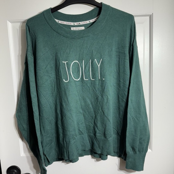 Rae Dunn Sweaters - Rae Dunn Womens XL Sweater Pullover Crewneck Green Holiday  Christmas Cozy Soft